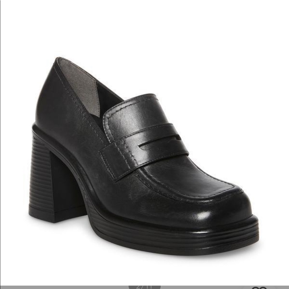 Steve Madden | Square Toe Platform Casual Style Plain Leather Block Heels